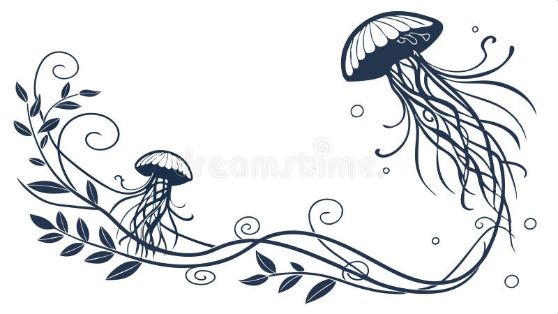 Jellyfish, marine creature and ocean life illustration vector design Generative AI stock illustration