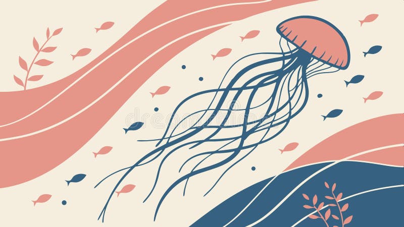 Jellyfish in ocean, bioluminescent sea creature vector design Generative AI vector illustration