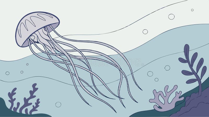 Jellyfish in ocean depths, underwater life, marine creature vector design Generative AI stock illustration