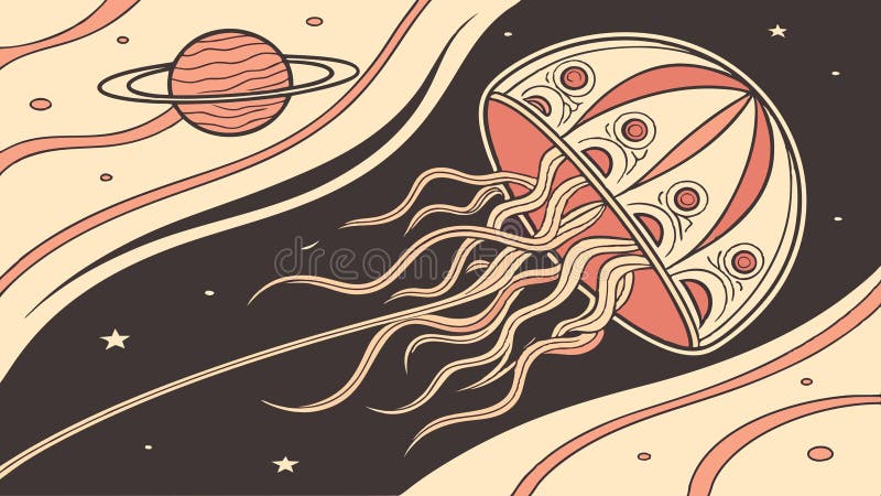 Jellyfish in space, cosmic sea creature, fantasy art vector design Generative AI royalty free illustration