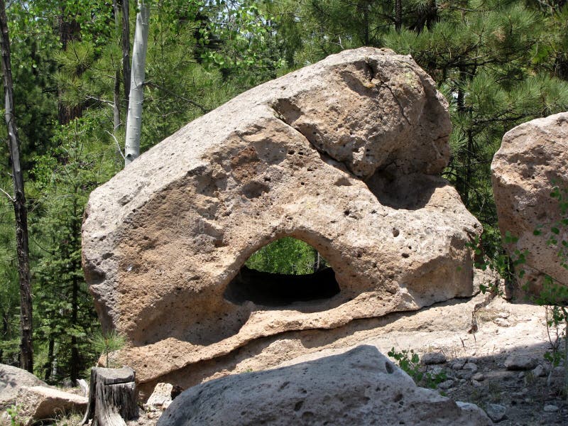 Eroded Tuff rock formation in the Jemez Mountains of New Mexico. Tuff is an igneous rock that forms from the products of an explosive volcanic eruption. In these eruptions, the volcano blasts rock, ash, magma and other materials from its vent. This ejecta travels through the air and falls back to Earth in the area surrounding the volcano. If the ejected material is compacted and cemented into a rock, that rock will be called "tuff.". Eroded Tuff rock formation in the Jemez Mountains of New Mexico. Tuff is an igneous rock that forms from the products of an explosive volcanic eruption. In these eruptions, the volcano blasts rock, ash, magma and other materials from its vent. This ejecta travels through the air and falls back to Earth in the area surrounding the volcano. If the ejected material is compacted and cemented into a rock, that rock will be called "tuff."