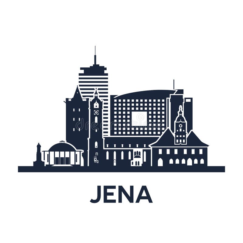Jena City Skyline La Germania, Turingia Colore solido royalty illustrazione gratis
