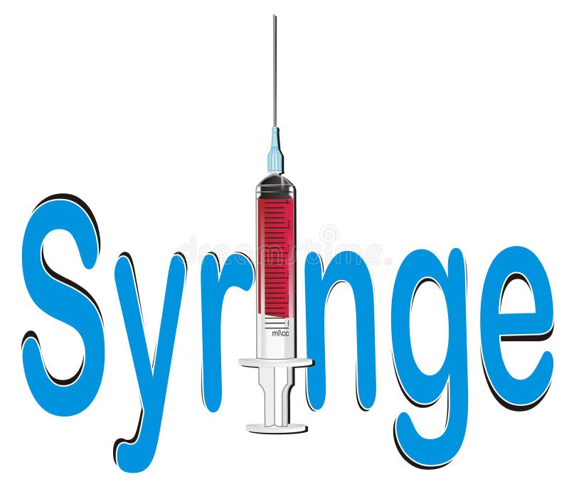 Jeringa y letras stock de ilustración. Ilustración de tema 179612941