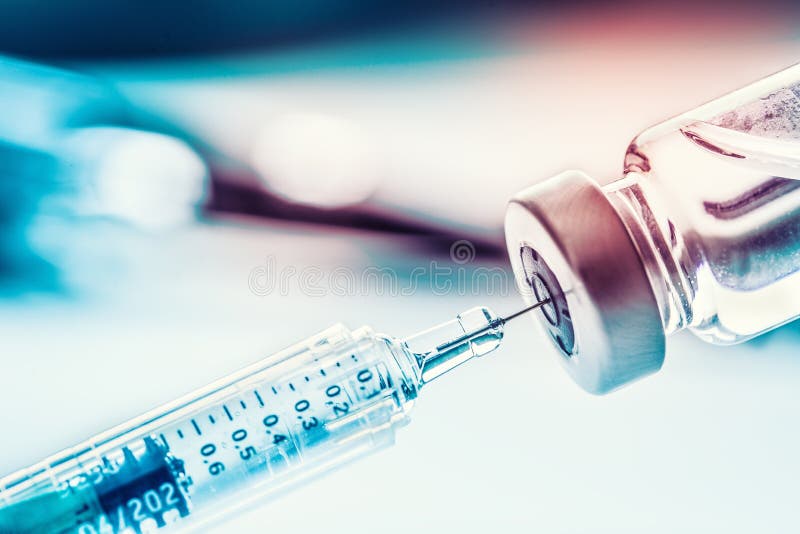 Jeringuilla médica del primer con una vacuna