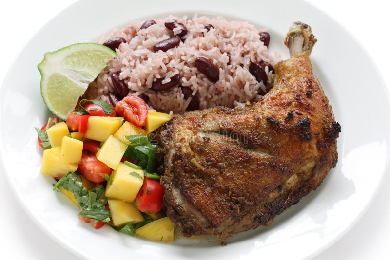 Jerk Chicken Plate, Jamaican Food Royalty Free Stock Image Image
