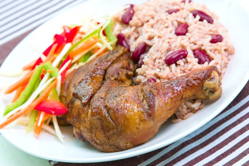 Jerk Chicken with Rice stock photo. Image of vegetarian - 2518874