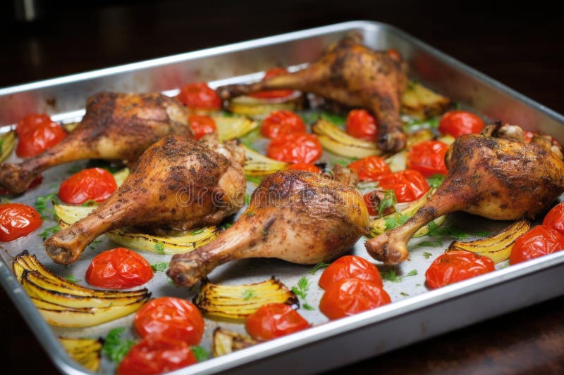 Bețe-tambure marinate măsluite pe o foaie de copt într-un cuptor royalty free stock images