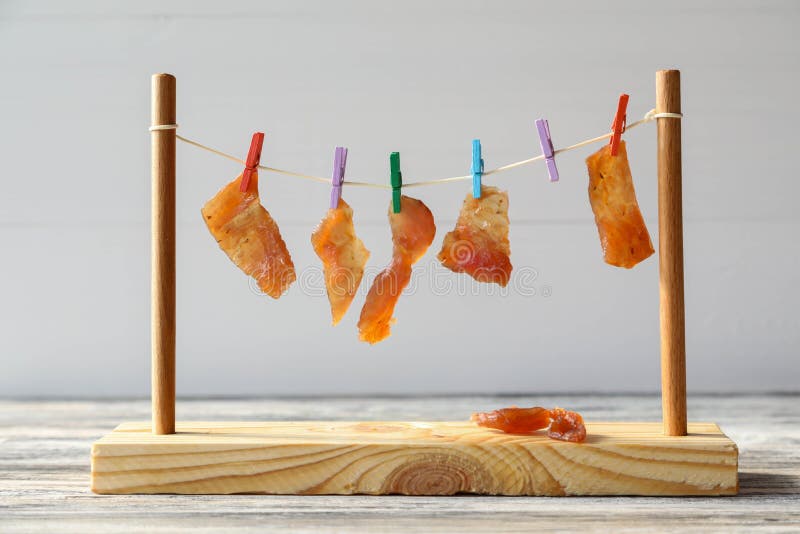 Jerky Meat is Dried on a Rope Stock Photo Image of dried, salty