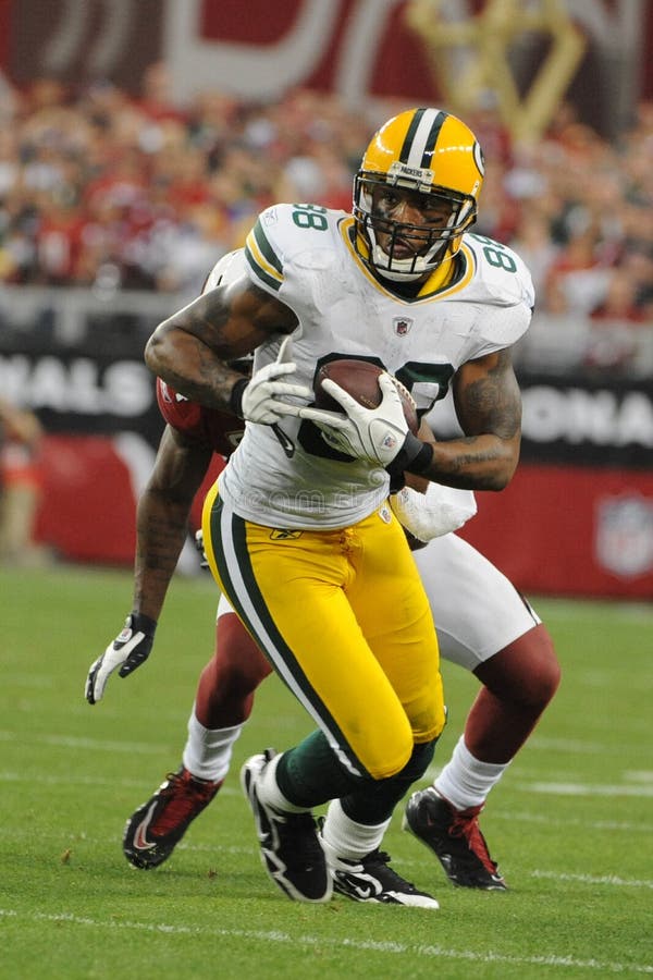 Jermichael Finley Wide Receiver per i Green Bay Packers immagine stock libera da diritti
