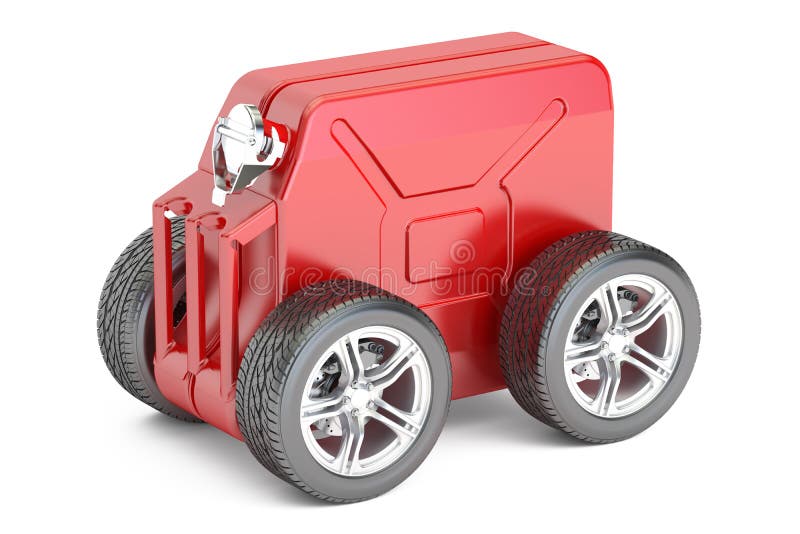 Jerry can with wheels, technical assistance concept. 3D rendering vector illustration