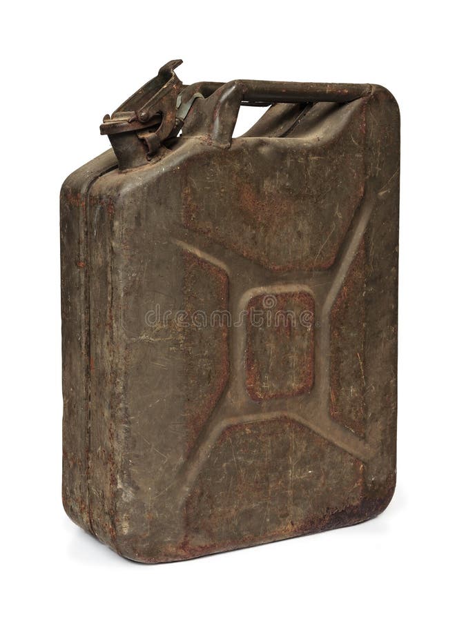 Jerrycan för tappningarmébränsle som isoleras på white arkivfoton Jerrycan för tappningarmébränsle som isoleras på white arkivfoton
