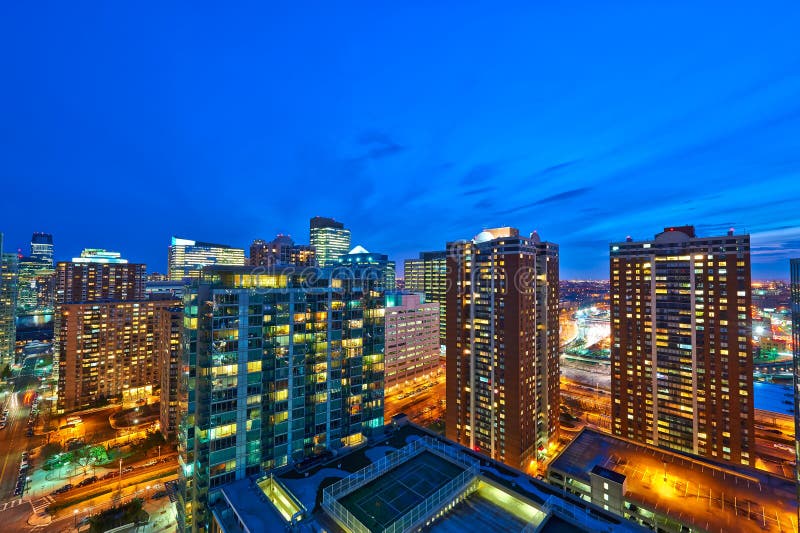 Jersey city at night stock image. Image of jersey, buildings 44627061