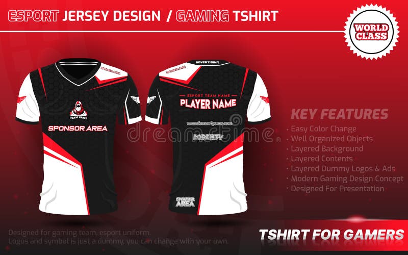 Dark Red Esport Jersey Uniform Stock Vector - Illustration of elegant