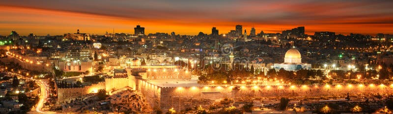 Jerusalem city by sunset stock photo. Image of israel - 180196112