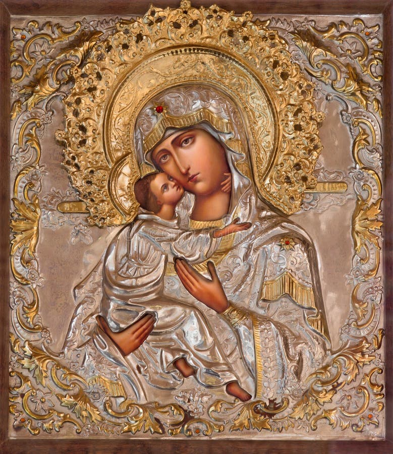 Jerusalem - die Ikone von Madonna in der Russisch-Orthodoxen Kirche von heiliger Mary von Magdalene