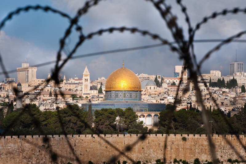 Jerusalem durch Rasiermesser-Draht