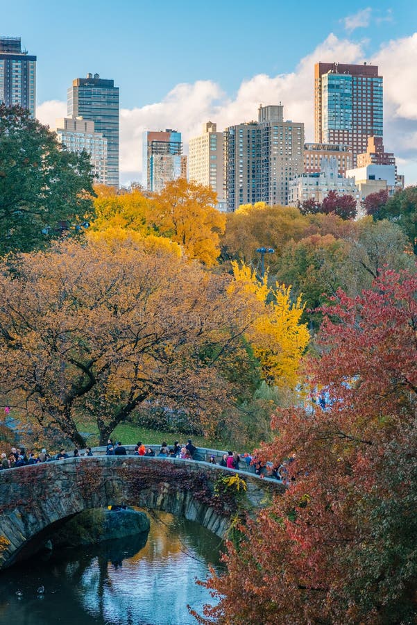 Jesie? kolor i Gapstow most w central park, Miasto Nowy Jork zdjęcie stock Jesie? kolor i Gapstow most w central park, Miasto Nowy Jork zdjęcie stock