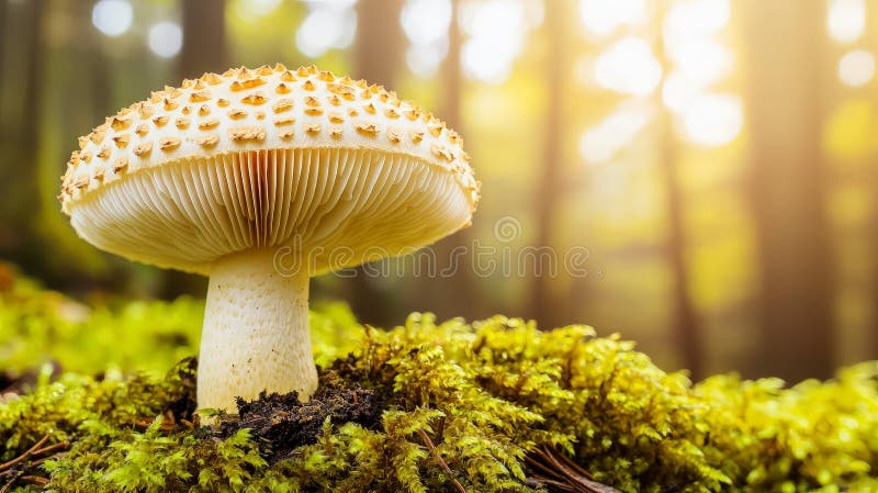 Jesienna grzybnia leśna msza słoneczna natura zdjęcia stock
