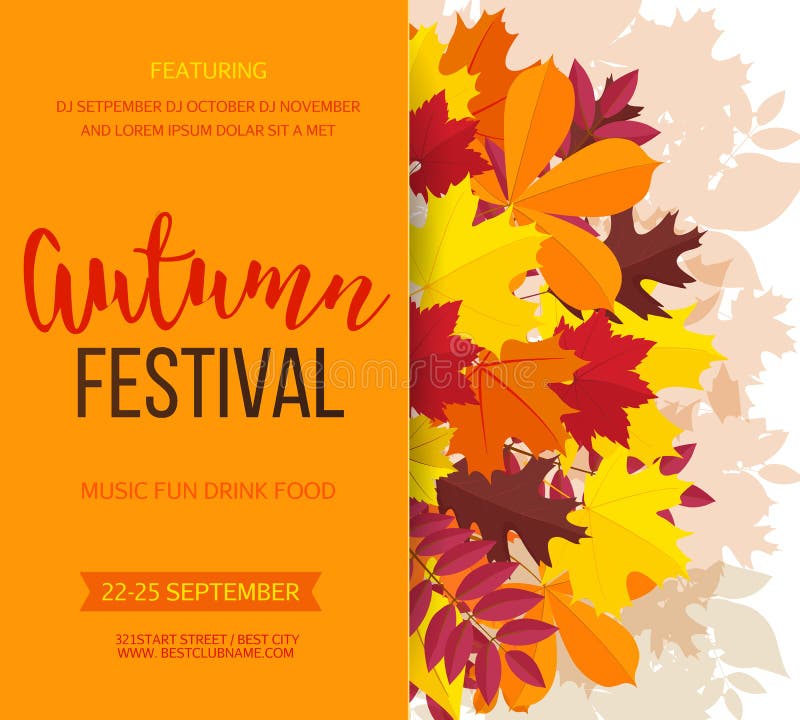 Autumn festival background. Invitation banner with fall leaves and lettering. Vector illustration. Autumn festival background. Invitation banner with fall leaves and lettering. Vector illustration.