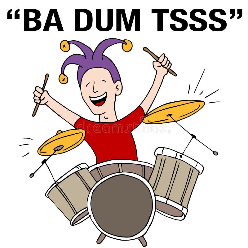 Jester Drummer Rimshot Drum Roll Punchline Cartoon Stock Vector