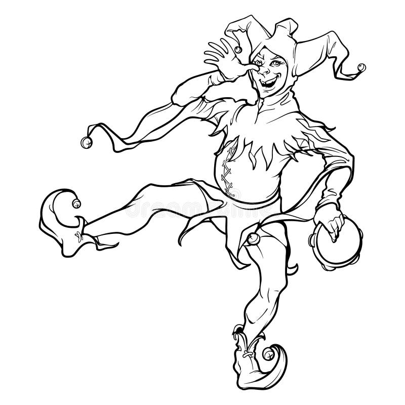 Jester or Royal Fool Dances Balancing on One Foot Making Faces and ...
