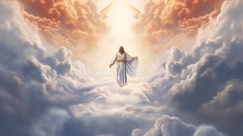 Jesus Ascending into Heaven Stock Illustration - Illustration of face ...