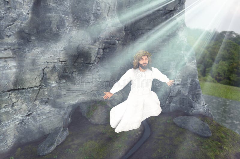 Jesus Ascends dall'illustrazione della tomba illustrazione vettoriale Jesus Ascends dall'illustrazione della tomba illustrazione vettoriale