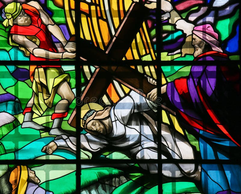 Jesus auf über Dolorosa - Buntglas lizenzfreie stockfotografie Jesus auf über Dolorosa - Buntglas lizenzfreie stockfotografie