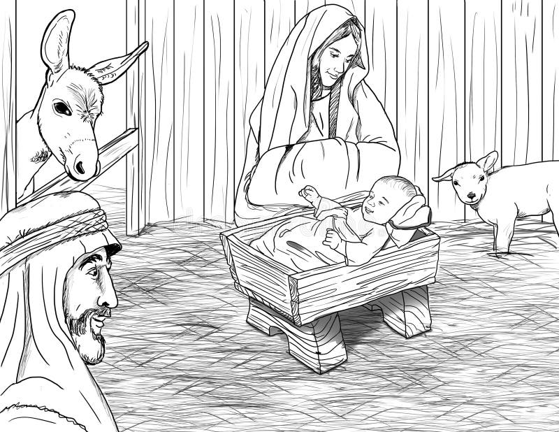 Jesus Born in Trog royalty-vrije illustratie Jesus Born in Trog royalty-vrije illustratie