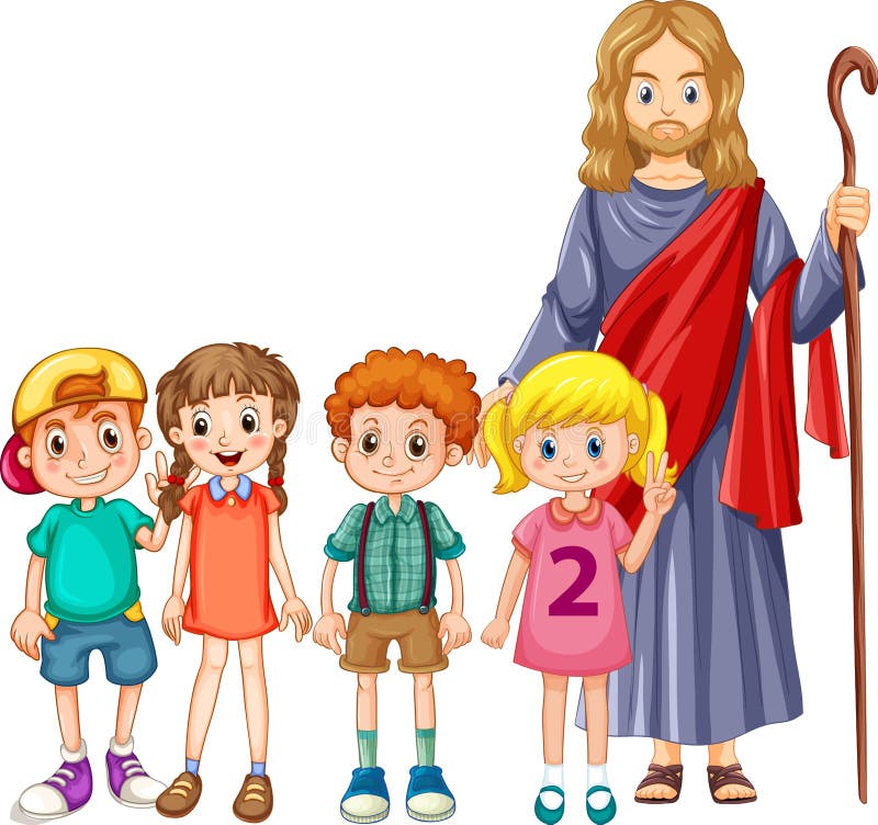 Jesus and Children on White Background Stock Vector - Illustration of ...