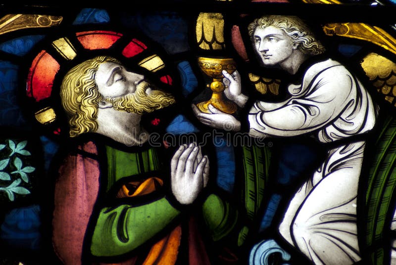 Jesus Christ e o anjo que guarda o copo imagens de stock royalty free Jesus Christ e o anjo que guarda o copo imagens de stock royalty free