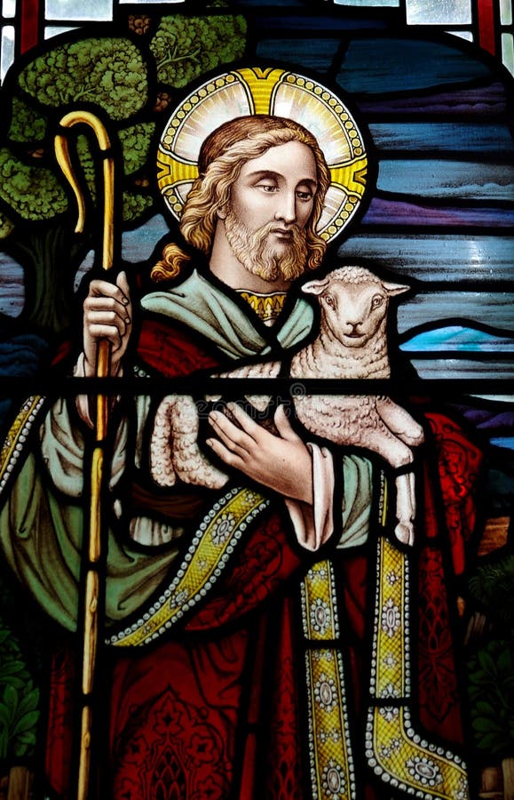 Jesus Christ: El buen pastor en vitral