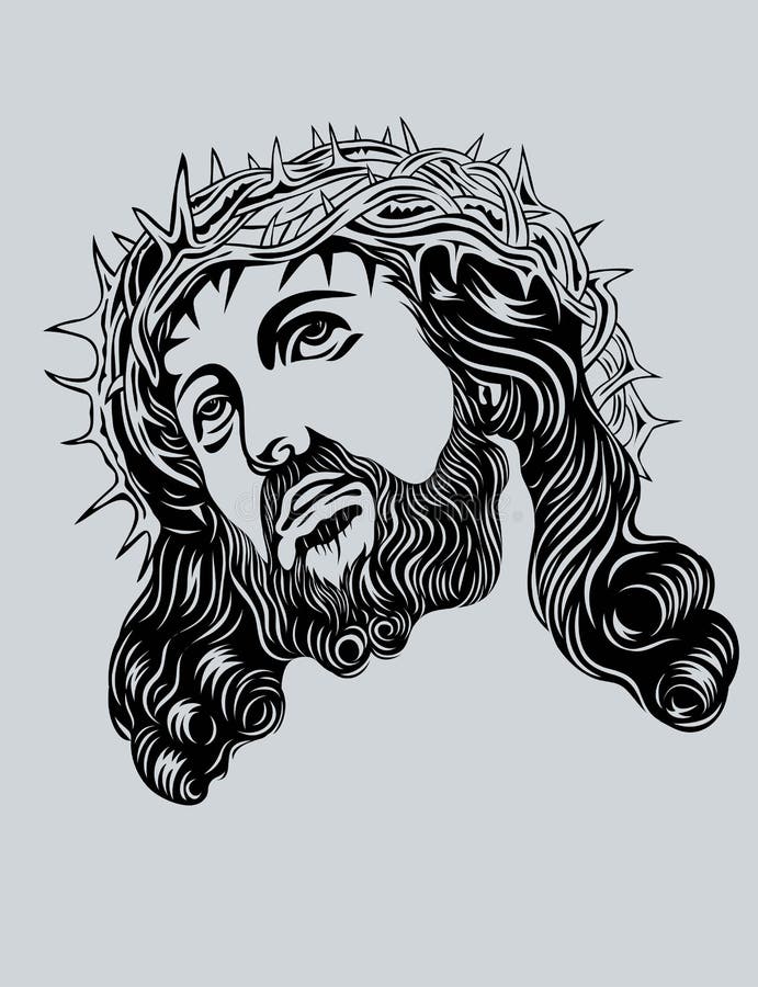 Jesus Christ face stock vector. Illustration of hair - 54963753