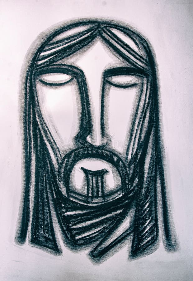 Jesus Christ Face Charcoal Illustration Stock Illustration ...