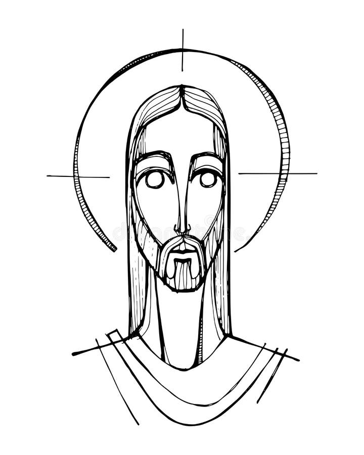 Jesus Christ Face Digital Illustration Stock Vector - Illustration of ...