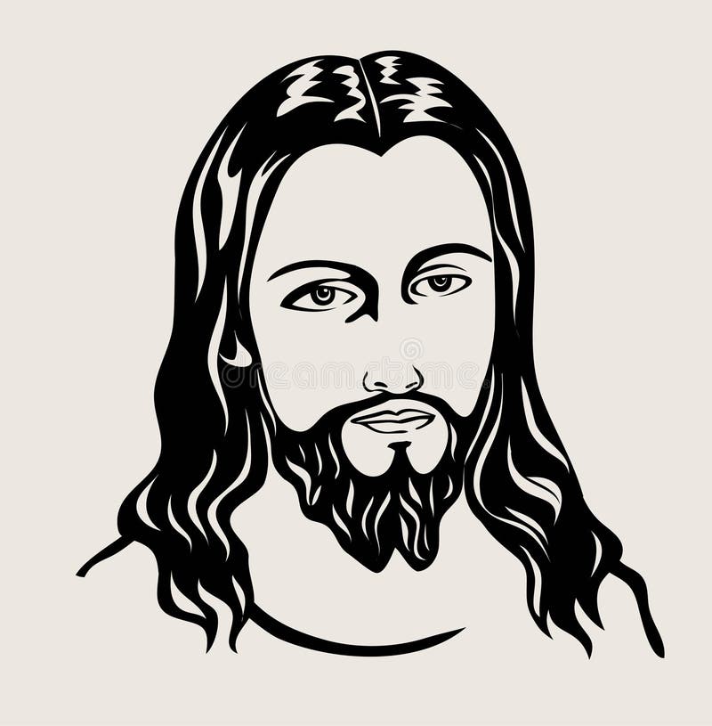 Jesus Christ Face Sketch Art Vector Design Stock Vector