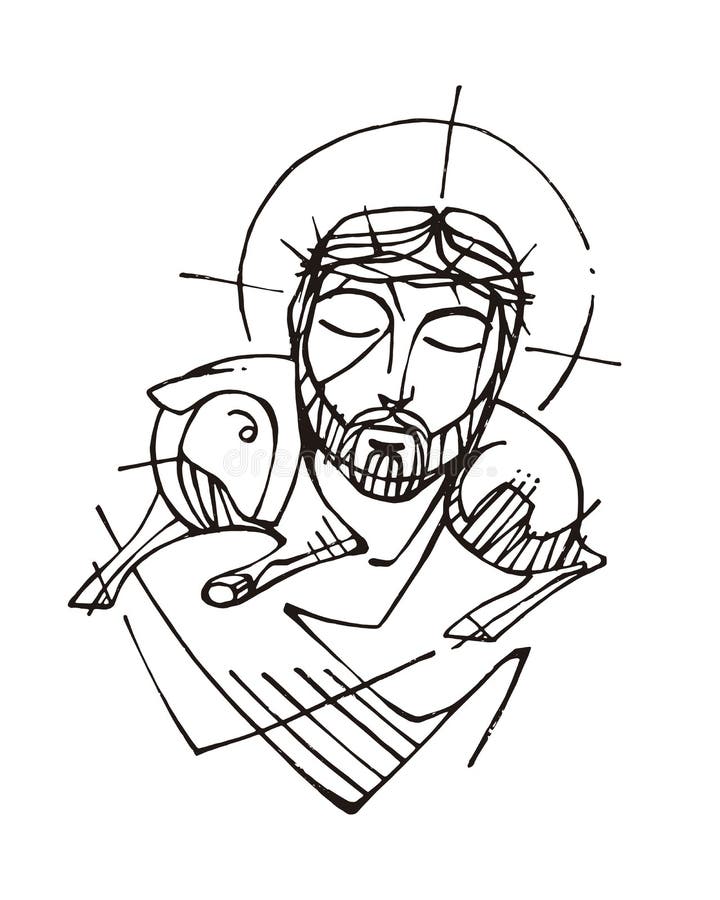 Jesus Christ Good Shepherd stock vector. Illustration of jesus - 94533148