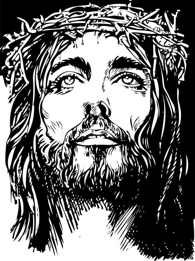 Jesus Christ, Graphic Close-Up Portrait. Sketch Illustration Stock  Illustration - Illustration Of Cross, Hand: 186551830