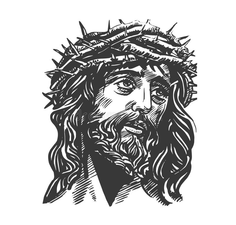 Jesus Christ, Graphic Portrait. Hand Drawing Stock Vector ...