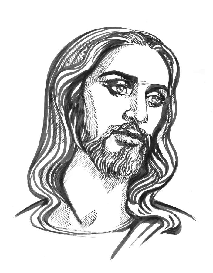 Jesus Christ, Graphic Portrait. Hand Drawing. Watercolor Illustration ...