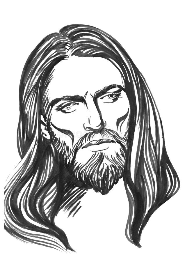 Portrait of Jesus Christ in the Style of Engraving Stock Vector ...