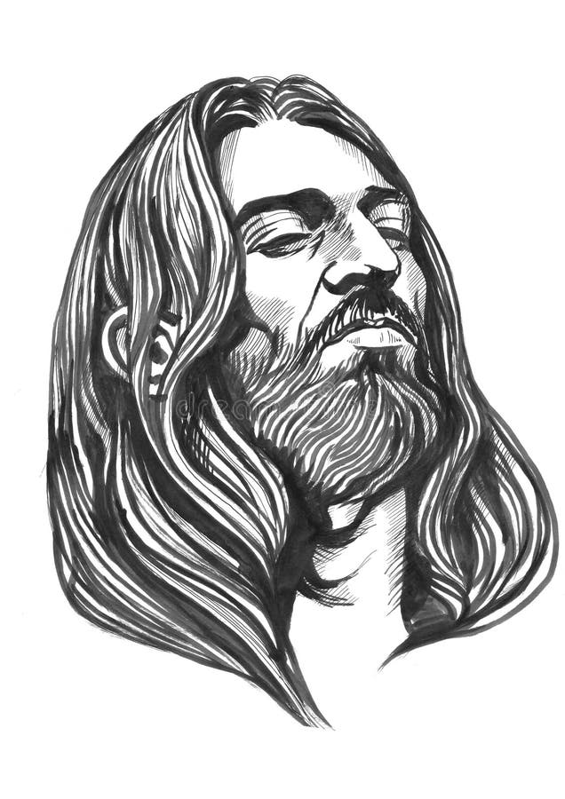 Jesus Christ, Graphic Portrait. Hand Drawing. Watercolor Illustration ...