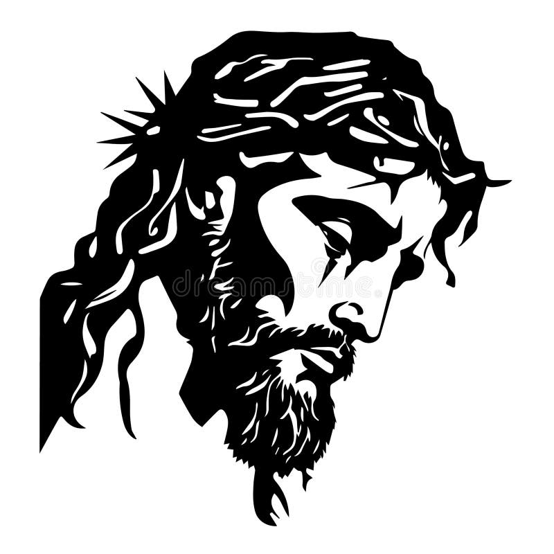 Jesus Christ. Hand Drawn Vector Illustration. Black Silhouette Svg of ...