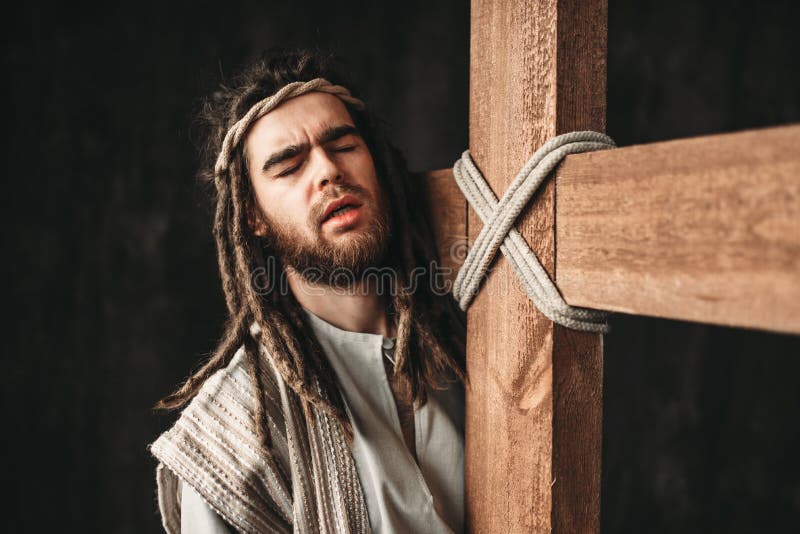 Jesus Christ mit Kreuzigung auf schwarzem Hintergrund stockfoto Jesus Christ mit Kreuzigung auf schwarzem Hintergrund stockfoto