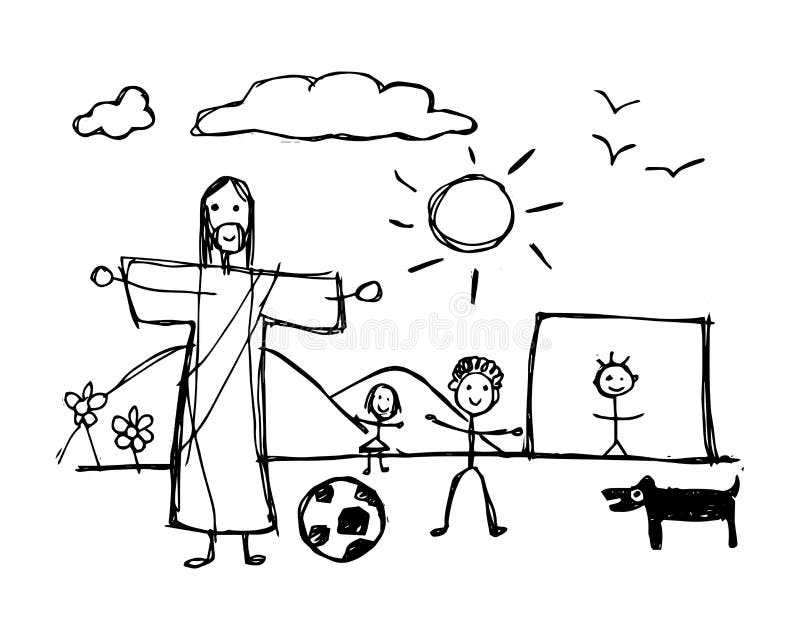 jesus christ with children clipart showing