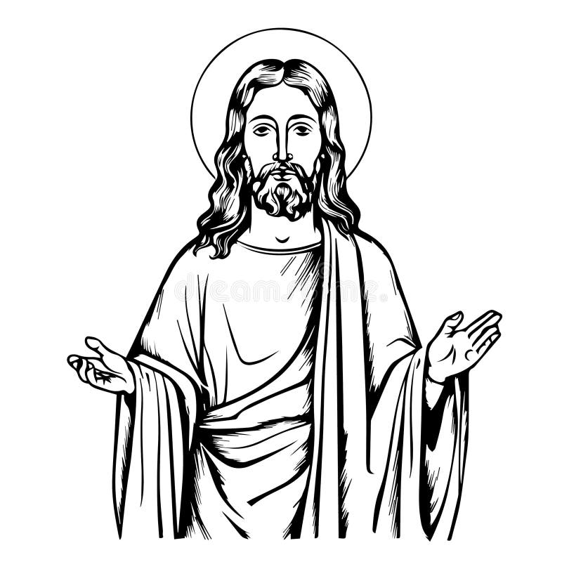 Jesus Christ Savior Vector Illustration. Black Silhouette of Jesus ...