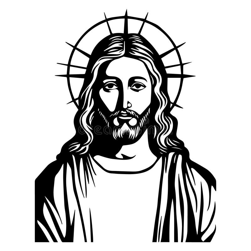 Jesus Christ Savior Vector Illustration. Black Silhouette of Jesus ...