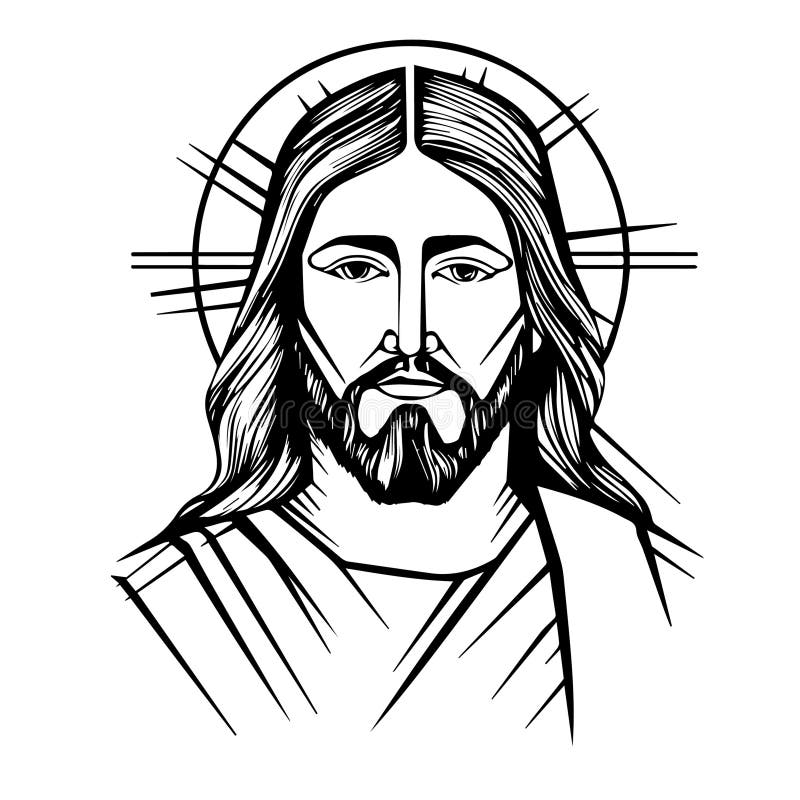 Jesus Christ Savior Vector Illustration. Black Silhouette of Jesus ...