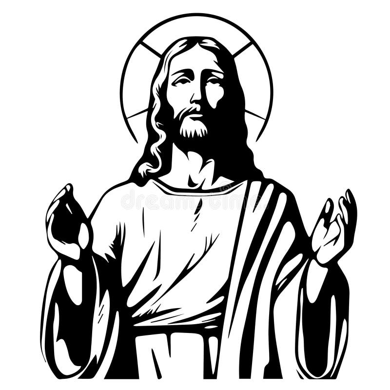 Jesus Christ Savior Vector Illustration. Black Silhouette of Jesus ...