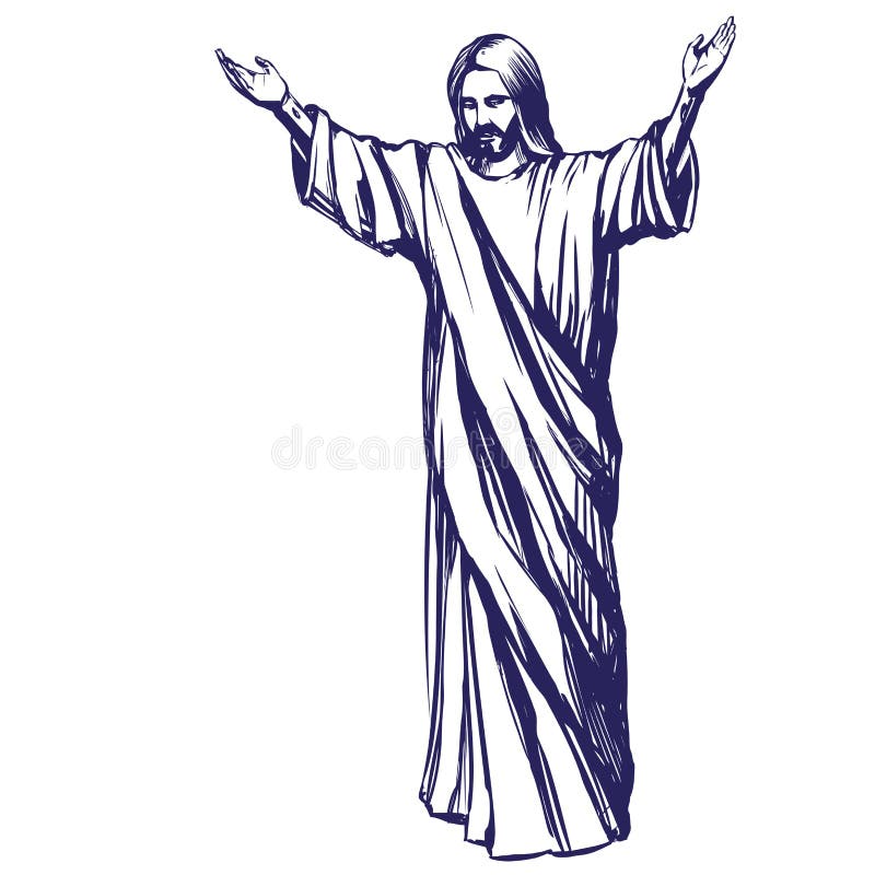 Jesus Christ, the Son of God , Symbol of Christianity Hand Drawn Vector ...